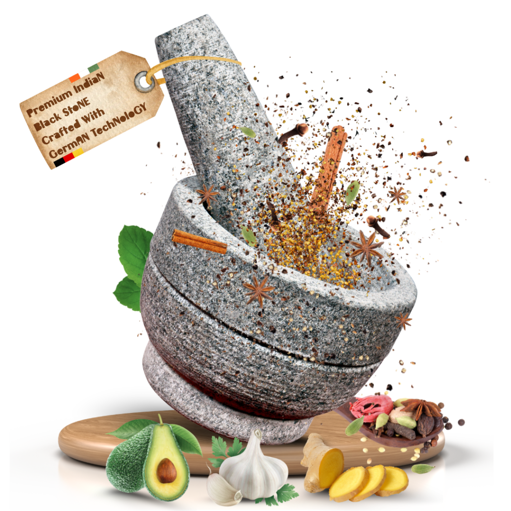 Stone Mortar and Pestle – Natural Granite Spice Grinder